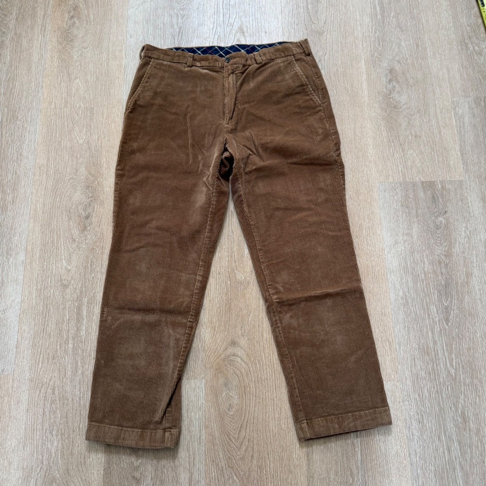 Brooks Brothers Clark Corduroy Pants Mens 38x30 Brown Wide Wale Stretch Trousers